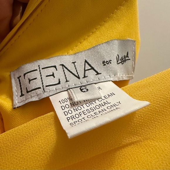 NWT Mac Duggal Ieena Spaghetti Strap High Low Chiffon Dress 6 Mango Yellow - Picture 5 of 10